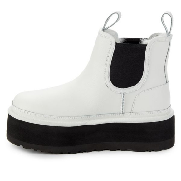 UGG NEUMEL SHEARLING PLATFORM CHELSEA BOOTS WHITE SZ 10 - Picture 5 of 17